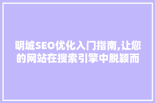 明城SEO优化入门指南,让您的网站在搜索引擎中脱颖而出