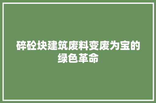 碎砼块建筑废料变废为宝的绿色革命