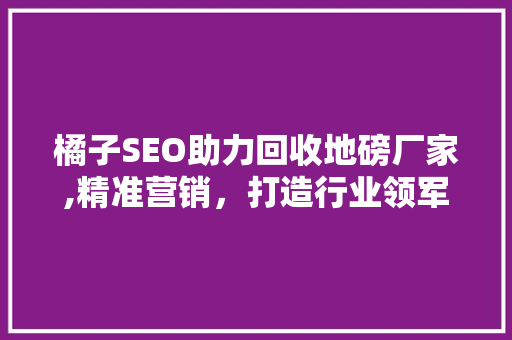 橘子SEO助力回收地磅厂家,精准营销，打造行业领军品牌