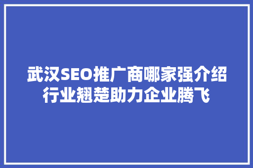 武汉SEO推广商哪家强介绍行业翘楚助力企业腾飞
