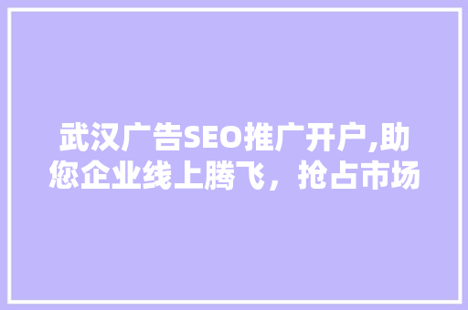 武汉广告SEO推广开户,助您企业线上腾飞，抢占市场先机
