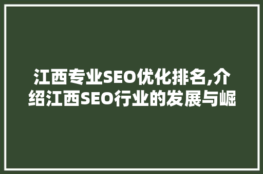 江西专业SEO优化排名,介绍江西SEO行业的发展与崛起