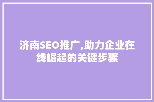 济南SEO推广,助力企业在线崛起的关键步骤