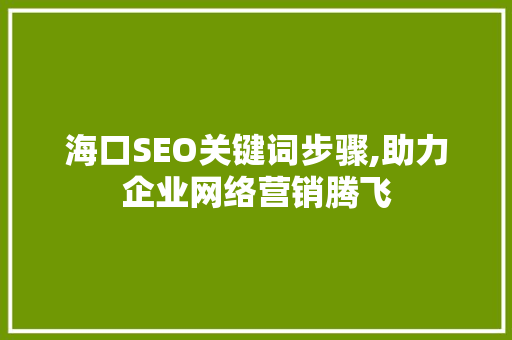 海口SEO关键词步骤,助力企业网络营销腾飞