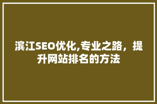 滨江SEO优化,专业之路，提升网站排名的方法