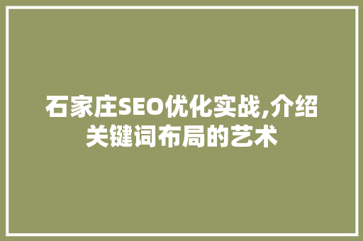 石家庄SEO优化实战,介绍关键词布局的艺术