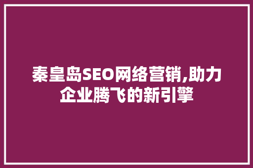 秦皇岛SEO网络营销,助力企业腾飞的新引擎