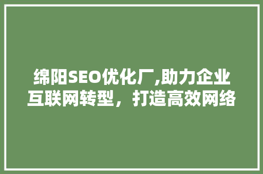 绵阳SEO优化厂,助力企业互联网转型，打造高效网络营销步骤