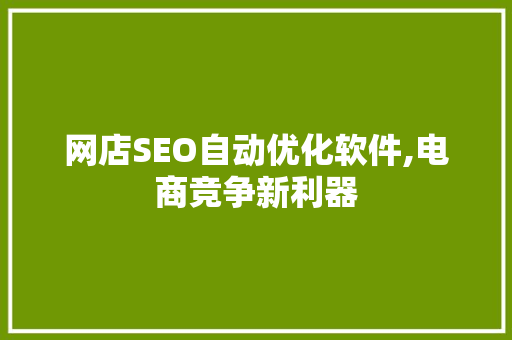 网店SEO自动优化软件,电商竞争新利器