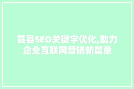 莒县SEO关键字优化,助力企业互联网营销新篇章  第1张