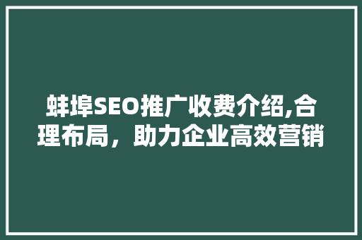 蚌埠SEO推广收费介绍,合理布局，助力企业高效营销