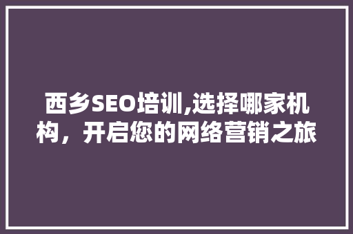 西乡SEO培训,选择哪家机构，开启您的网络营销之旅