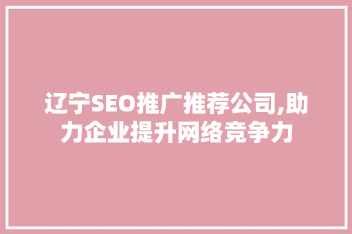 辽宁SEO推广推荐公司,助力企业提升网络竞争力
