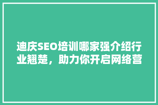 迪庆SEO培训哪家强介绍行业翘楚，助力你开启网络营销新篇章