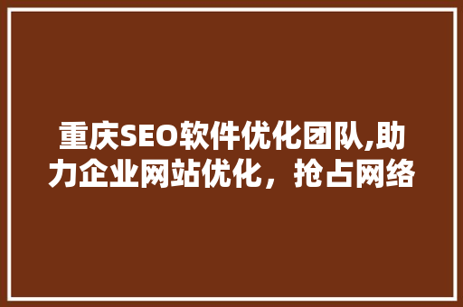 重庆SEO软件优化团队,助力企业网站优化，抢占网络市场制高点
