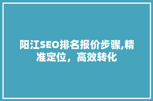 阳江SEO排名报价步骤,精准定位，高效转化