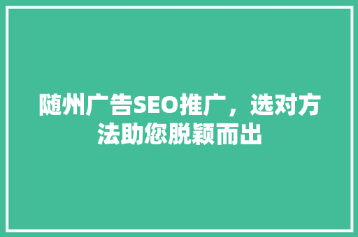 随州广告SEO推广，选对方法助您脱颖而出