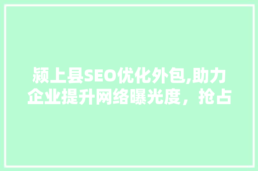 颍上县SEO优化外包,助力企业提升网络曝光度，抢占市场先机