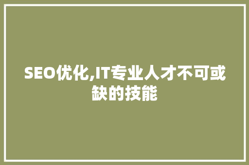 SEO优化,IT专业人才不可或缺的技能