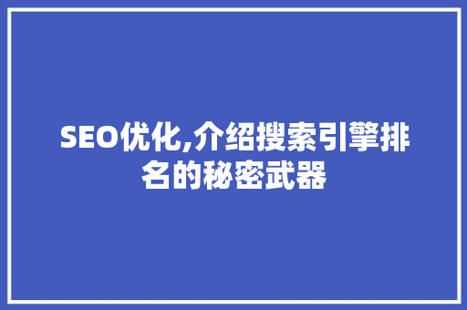 SEO优化,介绍搜索引擎排名的秘密武器
