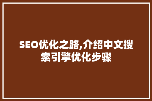 SEO优化之路,介绍中文搜索引擎优化步骤