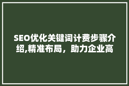 SEO优化关键词计费步骤介绍,精准布局，助力企业高效营销
