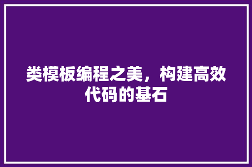 类模板编程之美，构建高效代码的基石