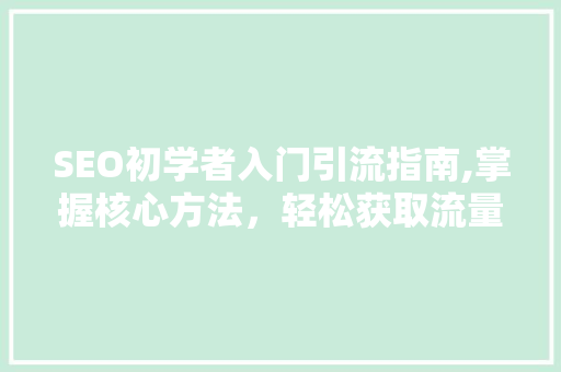 SEO初学者入门引流指南,掌握核心方法，轻松获取流量