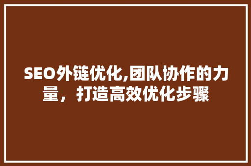 SEO外链优化,团队协作的力量，打造高效优化步骤