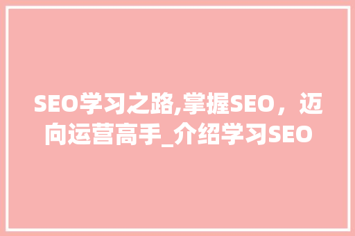 SEO学习之路,掌握SEO，迈向运营高手_介绍学习SEO至运营进阶的蜕变之路