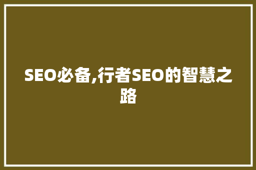 SEO必备,行者SEO的智慧之路