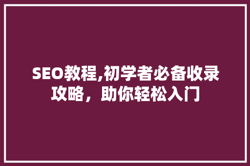 SEO教程,初学者必备收录攻略，助你轻松入门