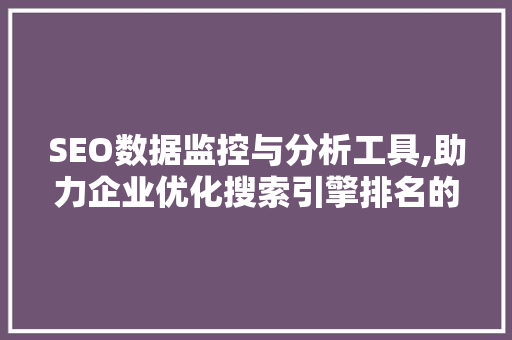 SEO数据监控与分析工具,助力企业优化搜索引擎排名的利器