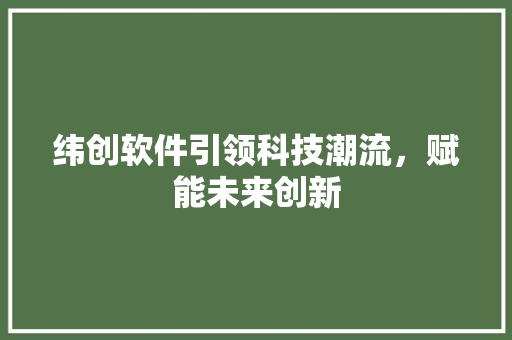 纬创软件引领科技潮流，赋能未来创新