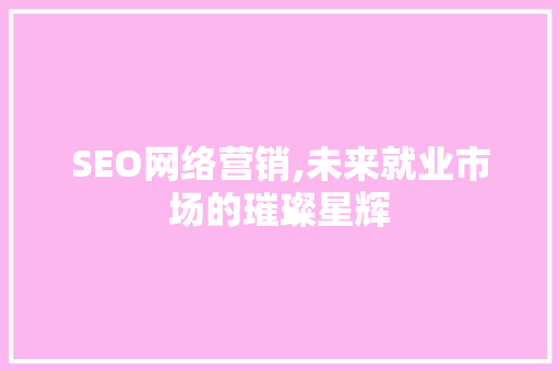 SEO网络营销,未来就业市场的璀璨星辉
