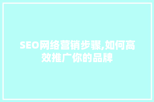 SEO网络营销步骤,如何高效推广你的品牌