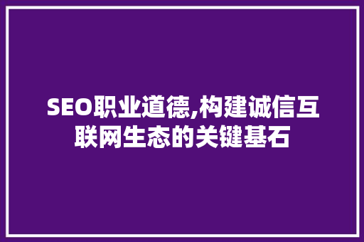 SEO职业道德,构建诚信互联网生态的关键基石