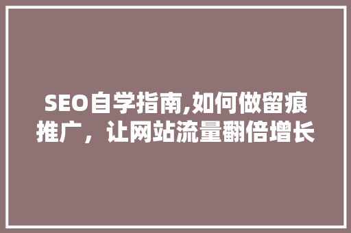 SEO自学指南,如何做留痕推广，让网站流量翻倍增长