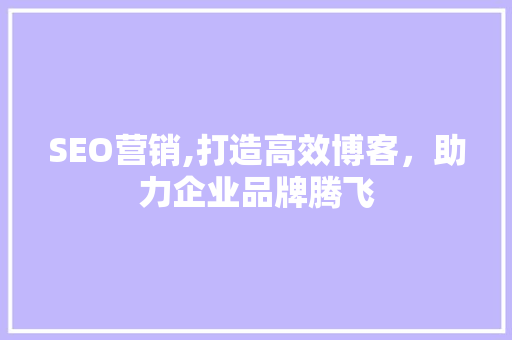 SEO营销,打造高效博客，助力企业品牌腾飞