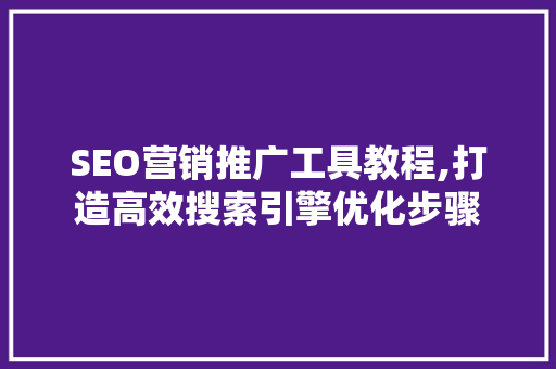 SEO营销推广工具教程,打造高效搜索引擎优化步骤