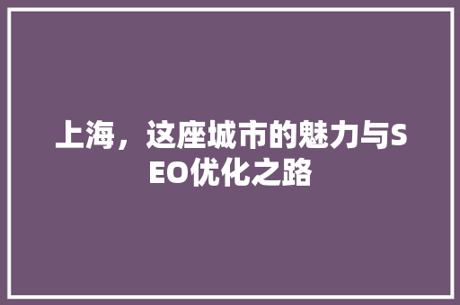 上海，这座城市的魅力与SEO优化之路