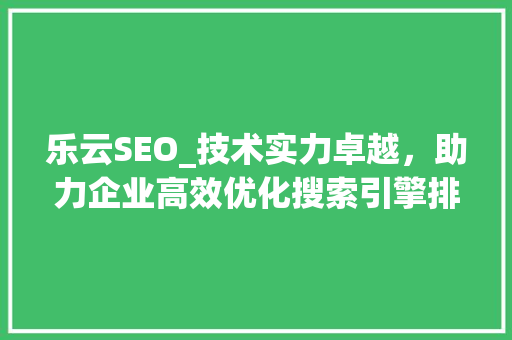 乐云SEO_技术实力卓越，助力企业高效优化搜索引擎排名