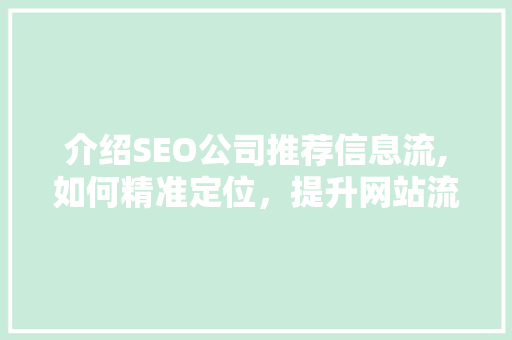 介绍SEO公司推荐信息流,如何精准定位，提升网站流量
