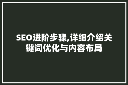 SEO进阶步骤,详细介绍关键词优化与内容布局