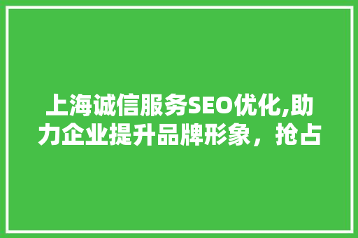 上海诚信服务SEO优化,助力企业提升品牌形象，抢占市场先机