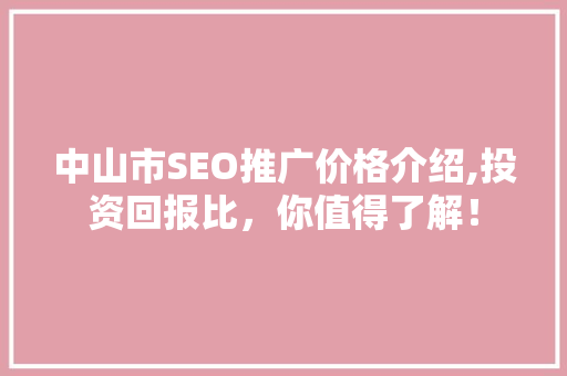 中山市SEO推广价格介绍,投资回报比，你值得了解！