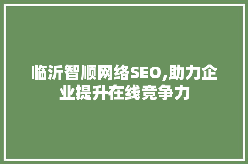 临沂智顺网络SEO,助力企业提升在线竞争力