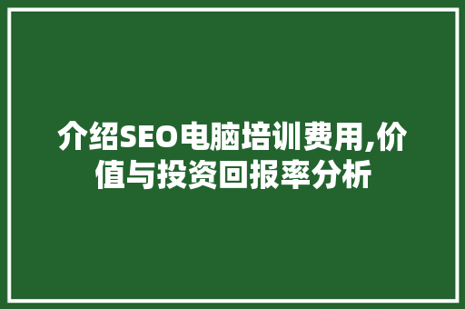 介绍SEO电脑培训费用,价值与投资回报率分析