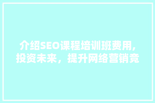 介绍SEO课程培训班费用,投资未来，提升网络营销竞争力