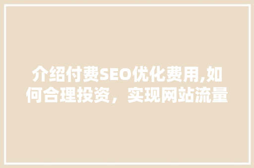 介绍付费SEO优化费用,如何合理投资，实现网站流量翻倍